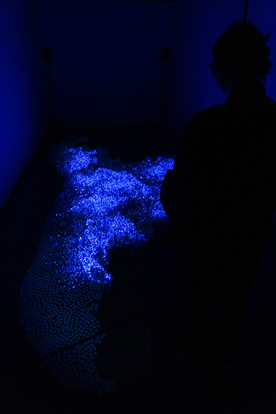 Mosaïque illustrant la densification urbaine à Strasbourg, fusionnant l'architecture et des projections lumineuses pour visualiser l'impact de l'urbanisation sur le paysage strasbourgeois